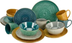 CreaTable 22561 Kombiservice Samarkand Für 4 Personen, Steinzeug, Mehrfarbig (1 Set, 16-teilig)