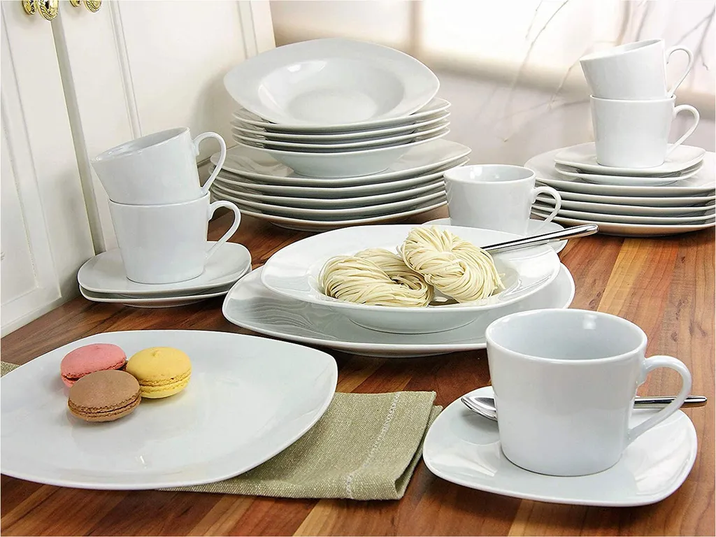 CreaTable 19511 Tafelservice Amelie Für 6 Personen + Uni, Porzellan, Weiß (1 Set, 12-teilig) – Bild 5