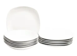 Tafelservice Atrium 12tlg. Für 6 Personen Porzellan Weiß Geschirr Essteller Suppenteller Teller