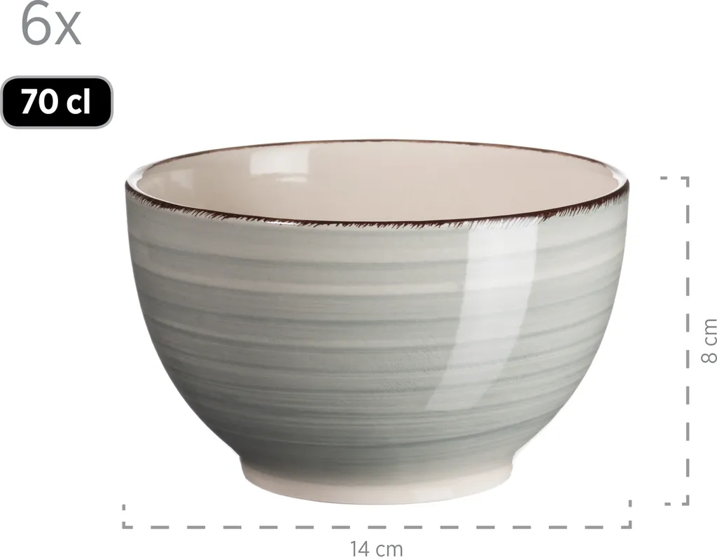 Mäser 931492 Lumaca Frühstück-Service Für 6 Personen Im Vintage Look, Handbemalte Keramik, Steingut, Rauchblau, 18-teilig (1 Set) – Bild 3