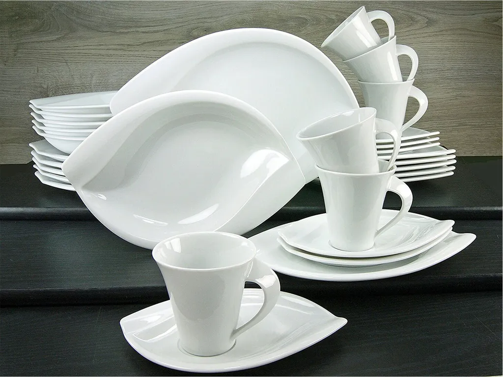 CreaTable 14742 Kombiservice Acacia Für 6 Personen + Uni, Porzellan, Oval, Weiß (1 Set, 30-teilig) – Bild 6
