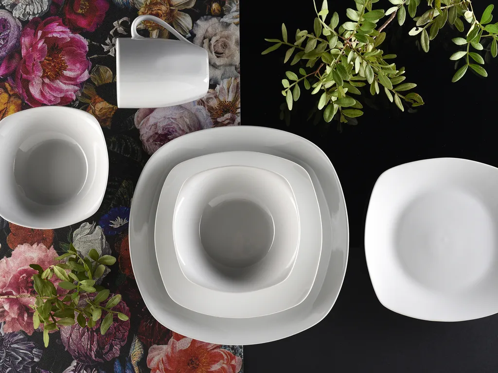 CreaTable 13915 Kombiservice Square Für 4 Personen, Porzellan, Weiß (1 Set, 16-teilig) – Bild 3