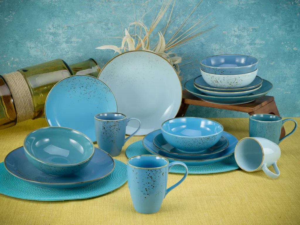 CreaTable 20157 Kombiservice Nature Collection Aqua Für 4 Personen, Steinzeug, Aqua (1 Set, 16-teilig) – Bild 2