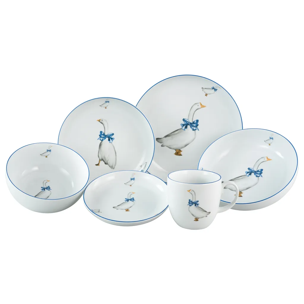 CreaTable 23539 Kombiservice Gänseglück Für 2 Personen, Porzellan, Weiß (1 Set, 10-teilig)