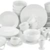CreaTable 22700 Kombiservice Luna Für 8 Personen, Porzellan, Weiß (1 Set, 80-teilig)