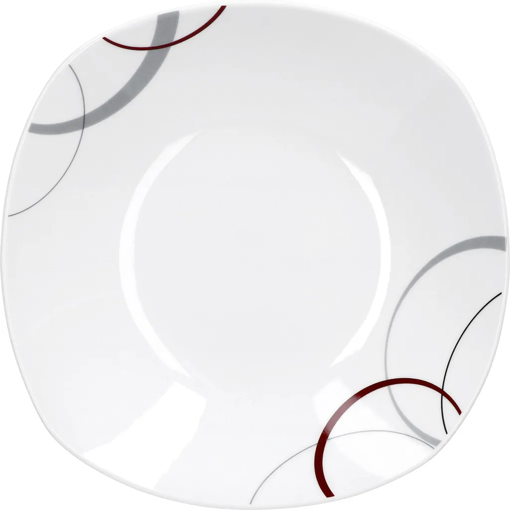 Tafelservice Palazzo 12tlg. - Weiß MitNachbildung-Kreisen In Grau Und Dunkelrot - Für 6 Personen – Bild 4