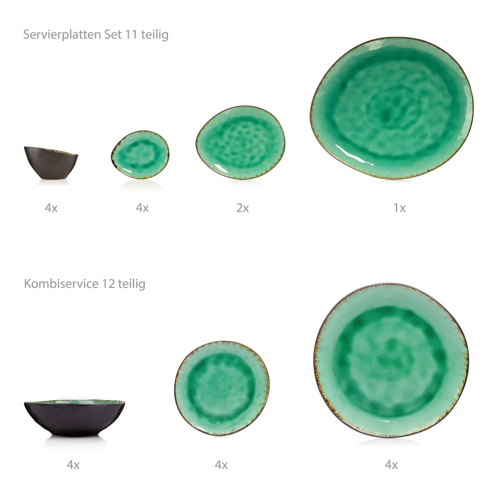 Sänger SÄNGER Steingut Geschirrset Palm Beach, Tafelservice & Servierplatten Set 23 Teilig Für 4 Personen – Bild 5