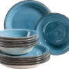 Mäser 931602 Tafelservice Lumaca Für 6 Personen, Steingut, Dunkelblau (1 Set, 12-teilig)