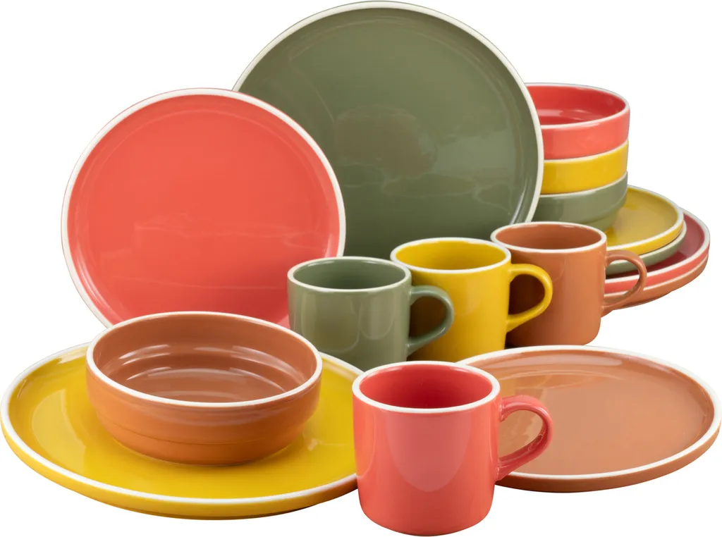 CreaTable 22899 Kombiservice Indian Summer Für 4 Personen, Steingut, Mehrfarbig (1 Set, 16-teilig)