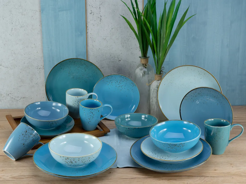 CreaTable 20157 Kombiservice Nature Collection Aqua Für 4 Personen, Steinzeug, Aqua (1 Set, 16-teilig) – Bild 3