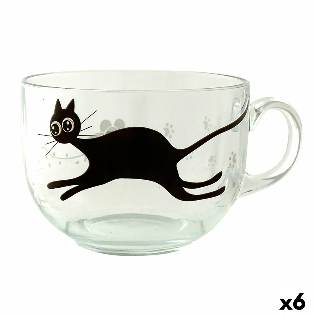 Tazza Luminarc Mistigri Grande Trasparente Gatto Vetro (500 Ml) (6 Unità)