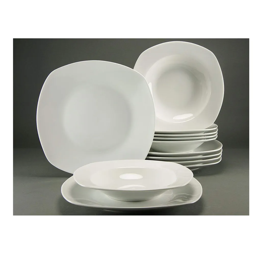 CreaTable 19511 Tafelservice Amelie Für 6 Personen + Uni, Porzellan, Weiß (1 Set, 12-teilig) – Bild 6