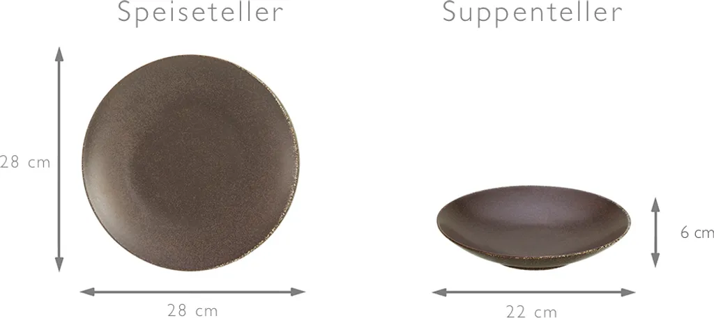 CreaTable 22409 Tafelservice Rusty Für 8 Personen, Porzellan, Braun (1 Set, 12-teilig) – Bild 4