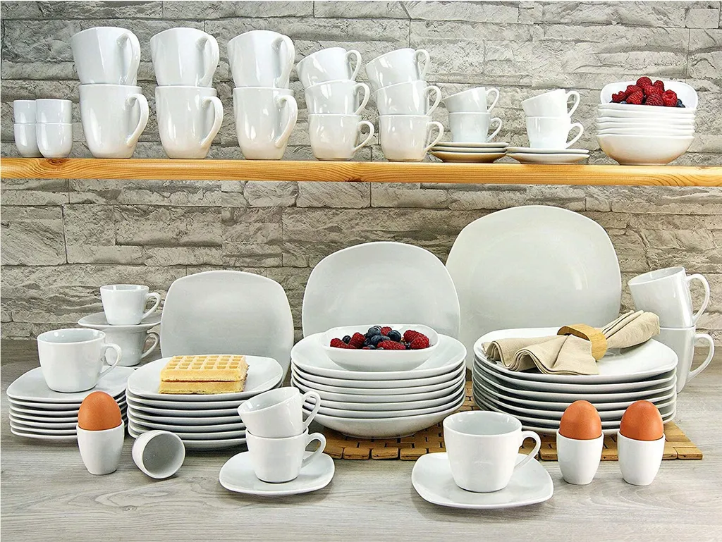 CreaTable 13915 Kombiservice Square Für 4 Personen, Porzellan, Weiß (1 Set, 16-teilig) – Bild 8