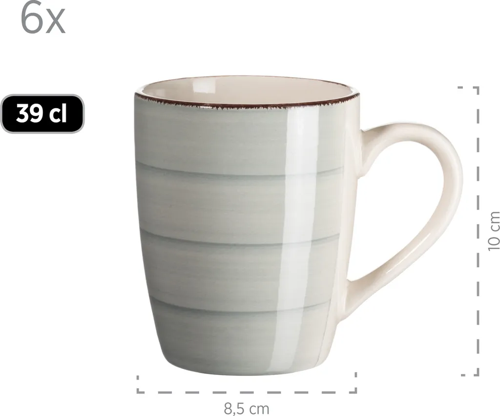 Mäser 931492 Lumaca Frühstück-Service Für 6 Personen Im Vintage Look, Handbemalte Keramik, Steingut, Rauchblau, 18-teilig (1 Set) – Bild 2