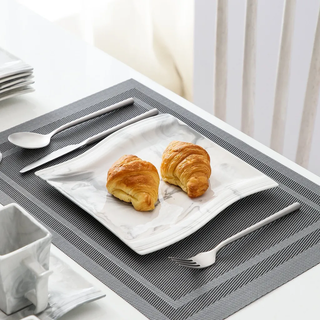 MALACASA, Serie Flora, 36 Tlg. Marmor Porzellan Kaffeeservice Geschirrset Mit 12 Kuchenteller, 12 Tasse 220ml, 12 Untertasse Für 12 Personen – Bild 4