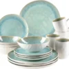 Mäser 931975 Kombiservice Frozen Für 4 Personen, Steinzeug, Grün (1 Set, 16-teilig)