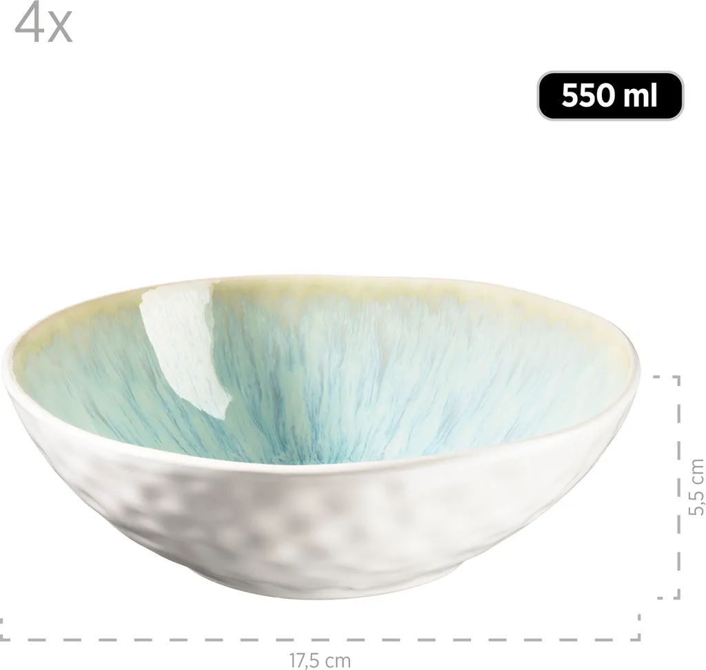 Mäser 931975 Kombiservice Frozen Für 4 Personen, Steinzeug, Grün (1 Set, 16-teilig) – Bild 5