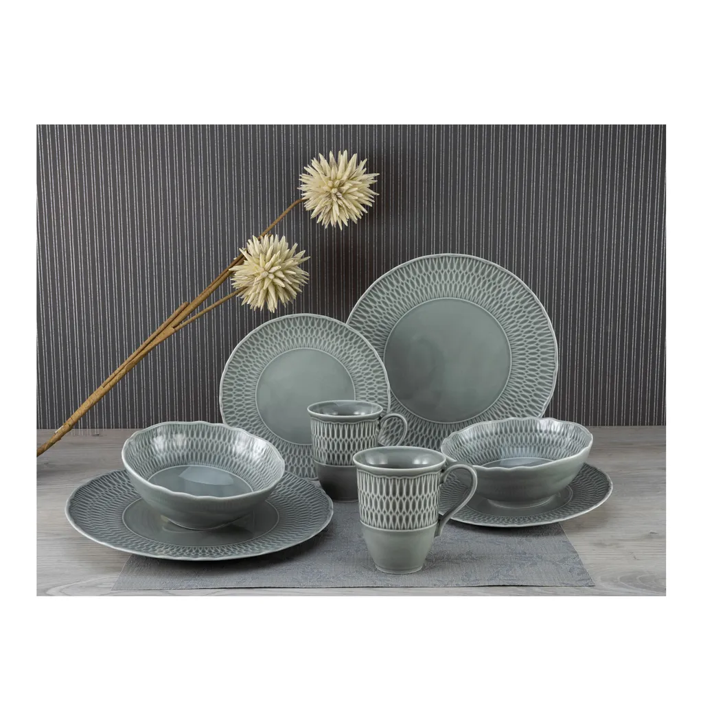 CreaTable 33068 Tafelservice Sofia Für 4 Personen, Porzellan, Grau (1 Set, 12-teilig) – Bild 2