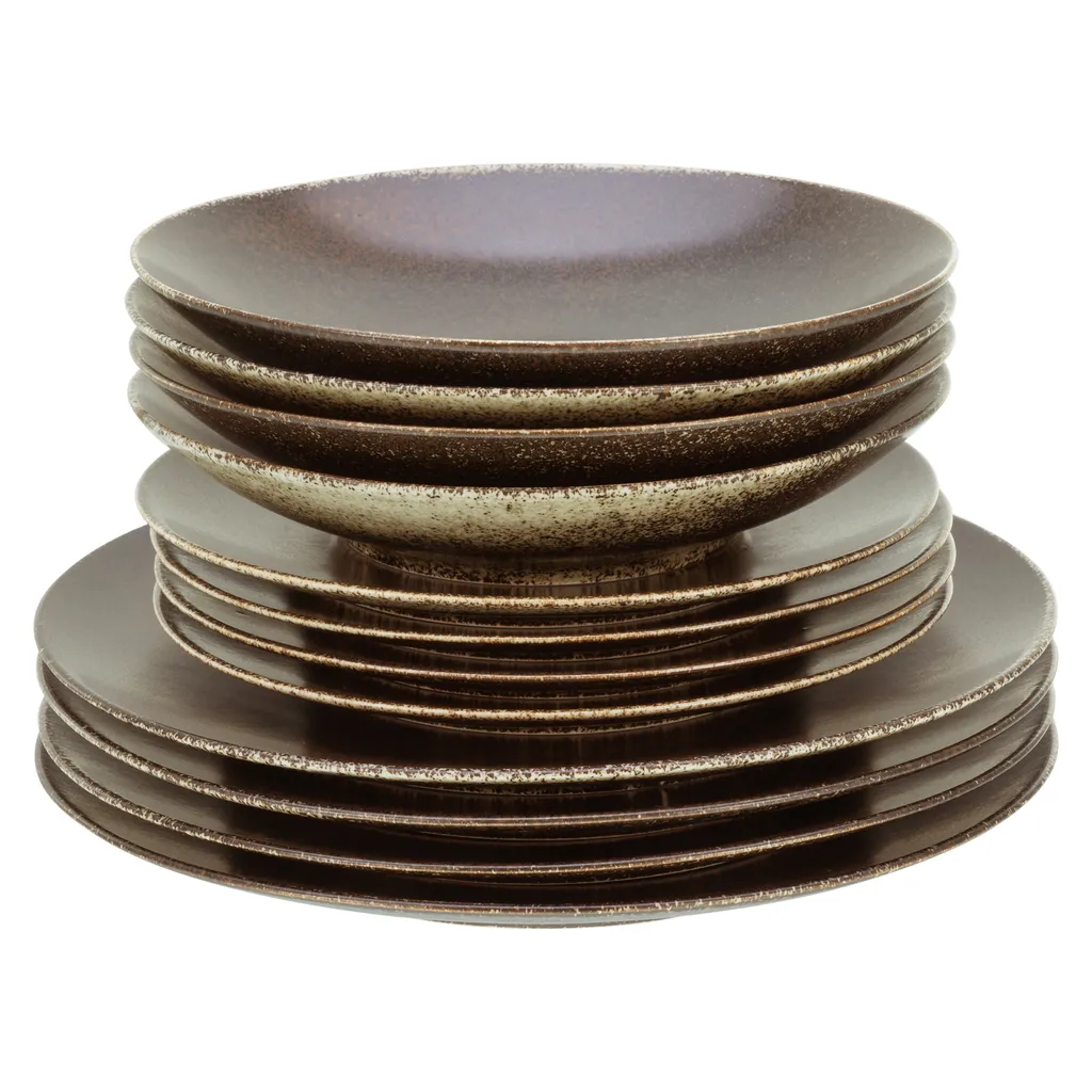 CreaTable 22409 Tafelservice Rusty Für 8 Personen, Porzellan, Braun (1 Set, 12-teilig) – Bild 2