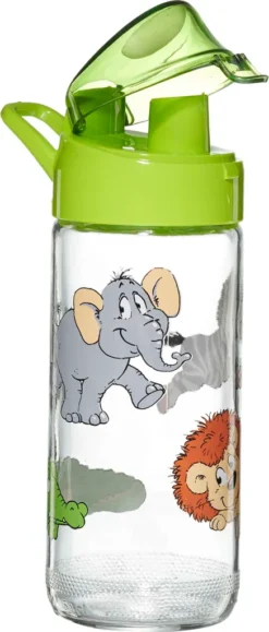 Ritzenhoff & Breker Trinkflasche Happy Zoo, Kinder Flasche, Glas, Bunt, 500 Ml, 812909