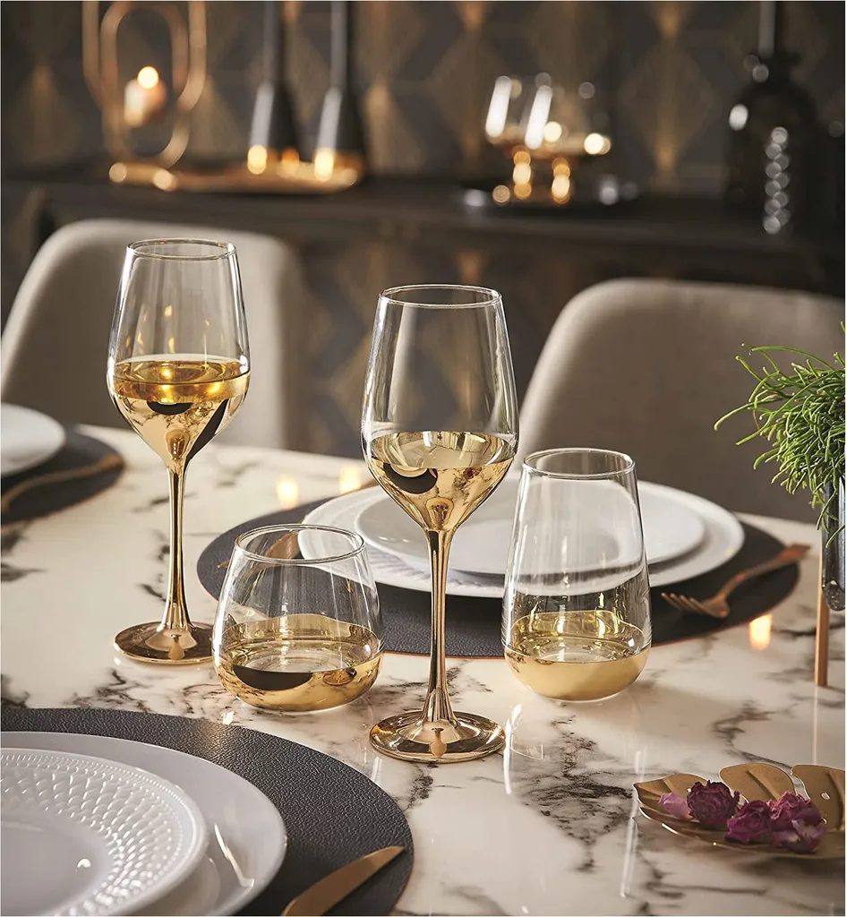 CreaTable 23461 Golden Days Weinglas 350 Ml, Klar (4er Pack) – Bild 3