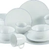CreaTable 22456 Kombiservice Enjoy Blue Line Für 4 Personen, Porzellan, Weiß (1 Set, 16-teilig)