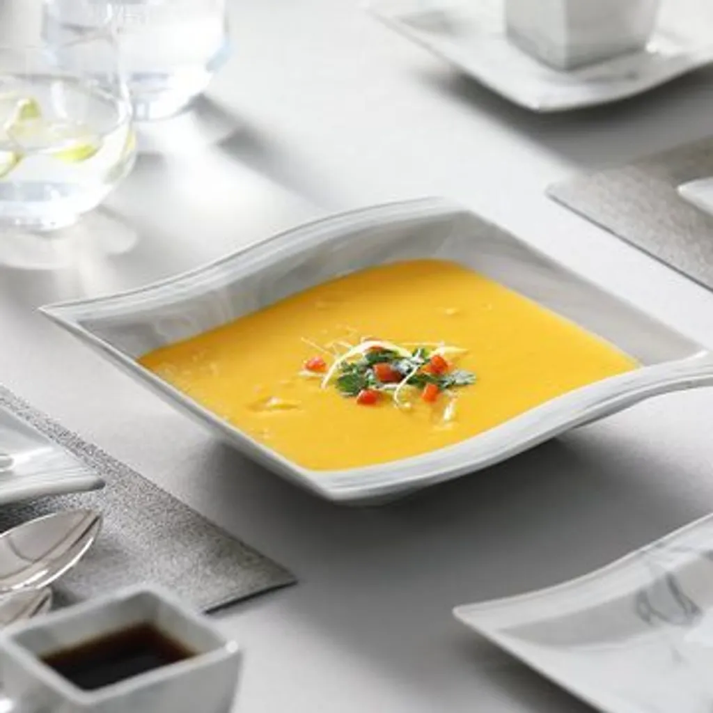 MALACASA, Serie Flora, 30 Tlg. Marmor Porzellan Geschirrset Kombiservice Tafelservice Mit Je 6 Kaffeetassen, 6 Untertassen, 6 Dessertteller, 6 Suppenteller Und 6 Flachteller – Bild 6