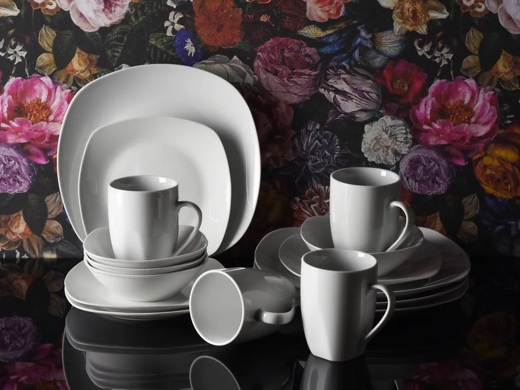 CreaTable 13915 Kombiservice Square Für 4 Personen, Porzellan, Weiß (1 Set, 16-teilig) – Bild 2