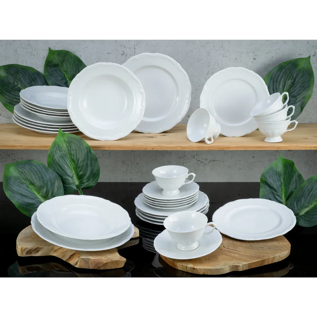 CreaTable 16135 Kombiservice Maria Theresia Für 6 Personen, Porzellan, Weiß (1 Set, 30-teilig) – Bild 2